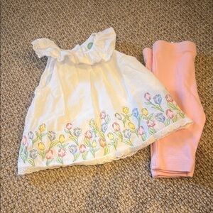 Little Me Floral Dress with Pink Leggings size 3 months